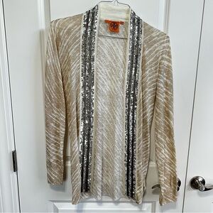 Tory Burch Silver Sequin Cardigan